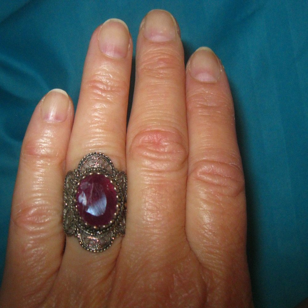 Sterling Silver Natural Ruby Ring - image 5